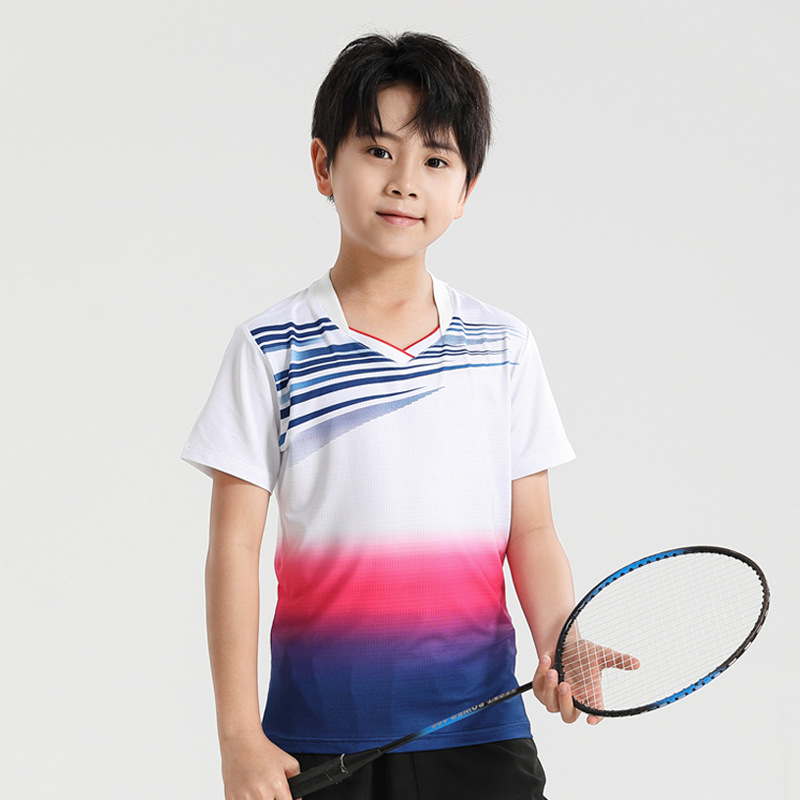 Seco rápido transpirable poliamonio bádminton set hombre y mujer V-cuello chaqueta deportiva para niños logotipo de impresión de adultos
