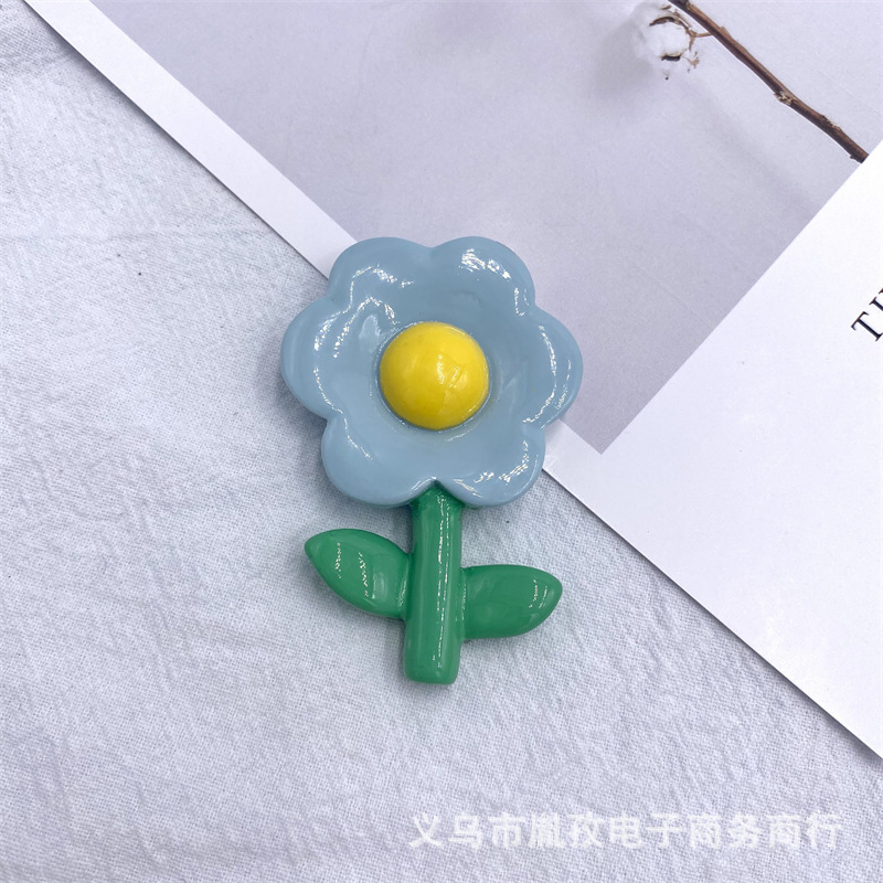 Nuevo girasol DIY crema pegamento teléfono caso horquilla refrigerador pegatina joyería resina accesorios coloridos flores tridimensionales