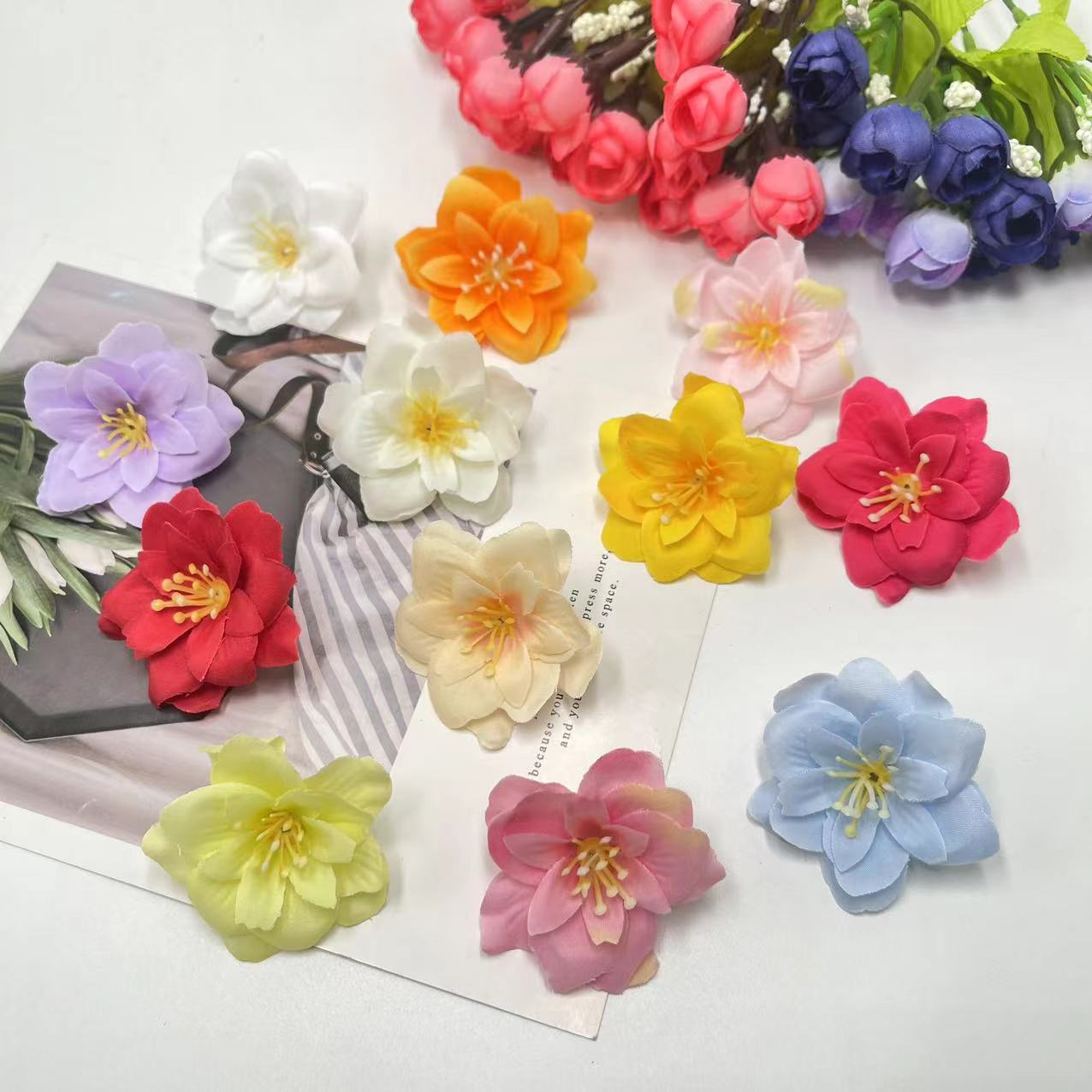 5.5cm artificial flower small peach blossom silk cloth artificial flower DIY handmade hair ornaments hairpin flower clothing with flower decoration scenery