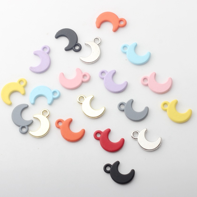 简约韩版喷漆彩色月亮挂件diy手工手链耳环吊坠饰品配件