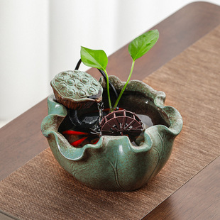 small waterwheel running water ornaments circulation waterscape geomantic wheel fountain office decoration desktop fortune water system landscape
