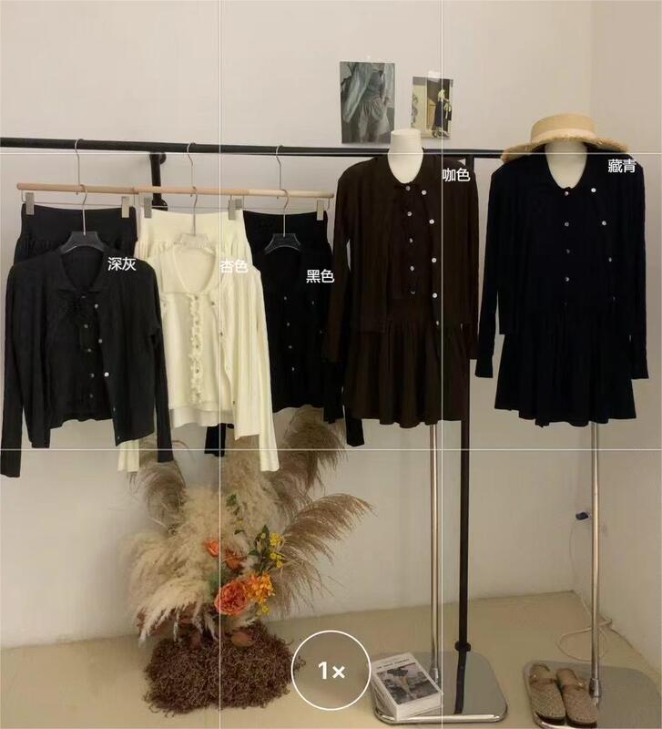 韩系针织套装千金风无袖Polo马甲百褶短裙减龄穿搭麻花开衫三件套|undefined