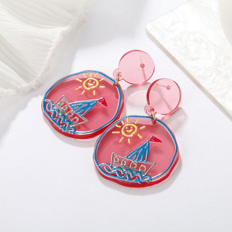 Vente En Gros Bijoux Boucles D&#39;oreilles Motif Soleil Couleur Transparente Nihaojewelry display picture 5