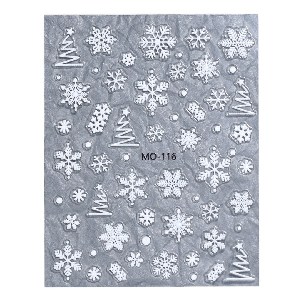 Winter white snowflake nail stickers three-dimensional relief hollow ultra-thin Christmas nail decoration stickers nail stickers