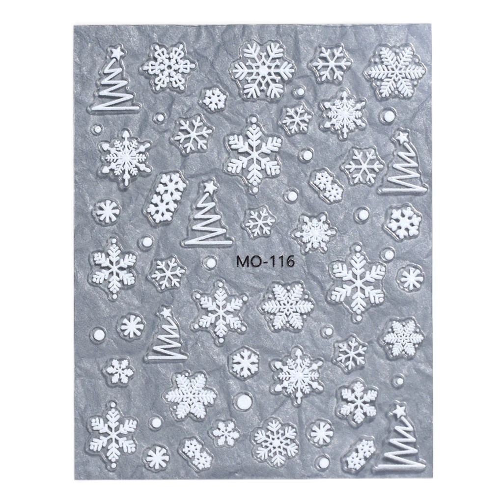 Зимняя белая Снежинка наклейки для ногтей трехмерные рельефные полые ультра-тонкие рождественские украшения для ногтей наклейки для дизайна ногтей