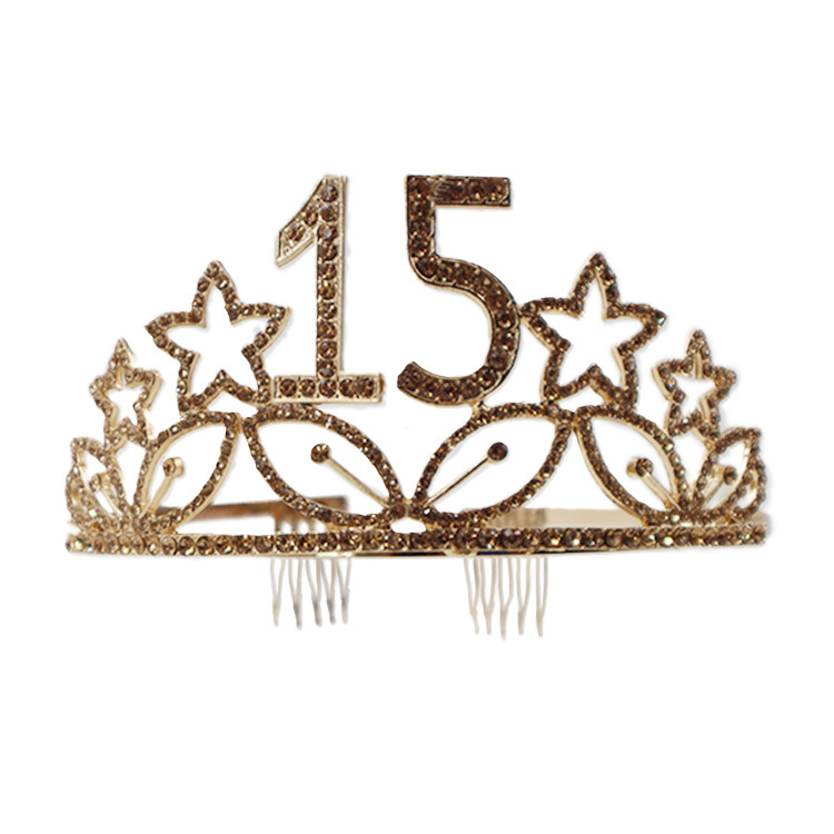 Accesorios para el cabello con corona de metal de alta gama europeos y americanos para cumpleaños y aniversarios, con estrellas de diamantes de colores, corona para fiestas y accesorios de disfraces de películas.