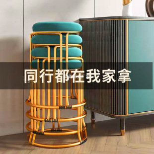 Stackable Round Stool for Home Use Light Luxury Spare Small Stool Cyber Popular Dining Table Stool Modern Simple Bench