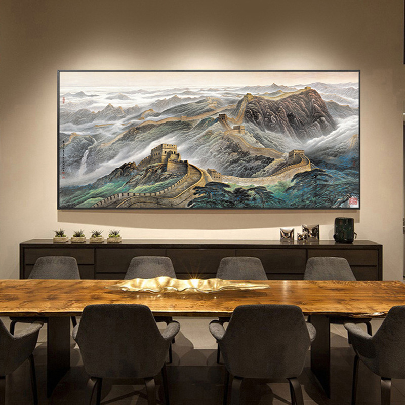 Living Room Hanging Painting, Great Wall Decorative Painting, Sofa Background Wall with Golden Mountain, Office Mural, Landscape Painting, Chinese Painting Living Room Hanging Painting, Great Wall Decorative Painting, Sofa Background Wall with Golden Mountain, Office Mural, Landscape Painting, Chinese Painting