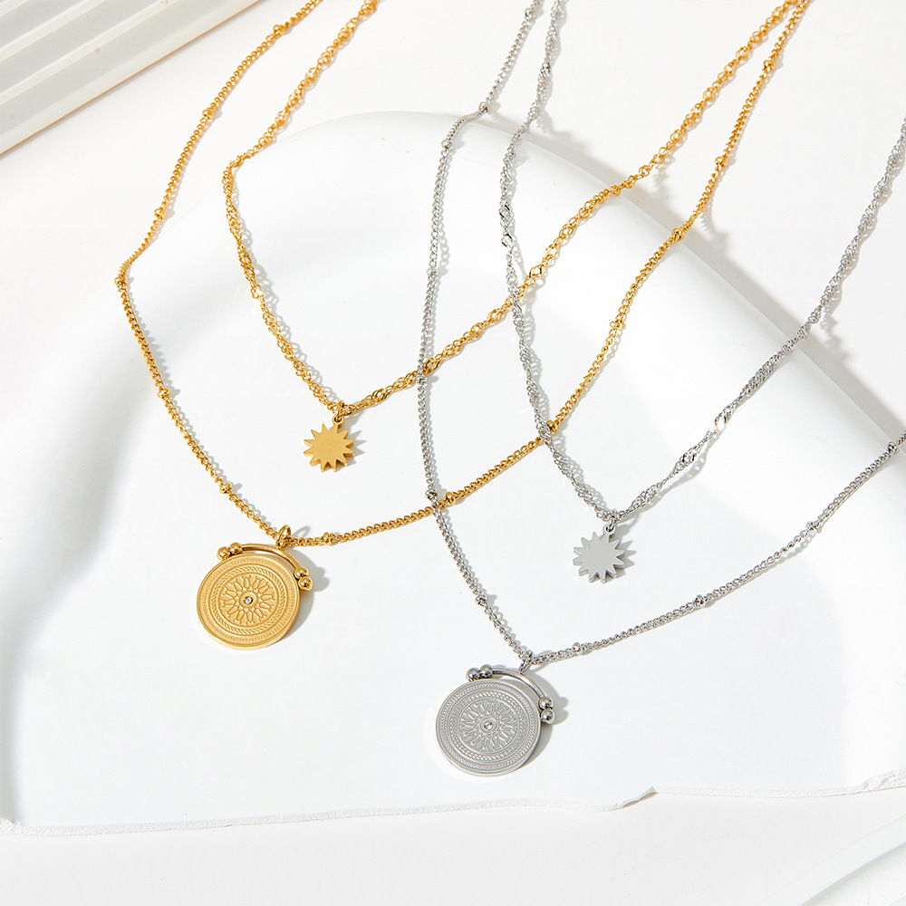Fashion Sun Stainless Steel Plating Layered Necklaces Colorza_colorza_2