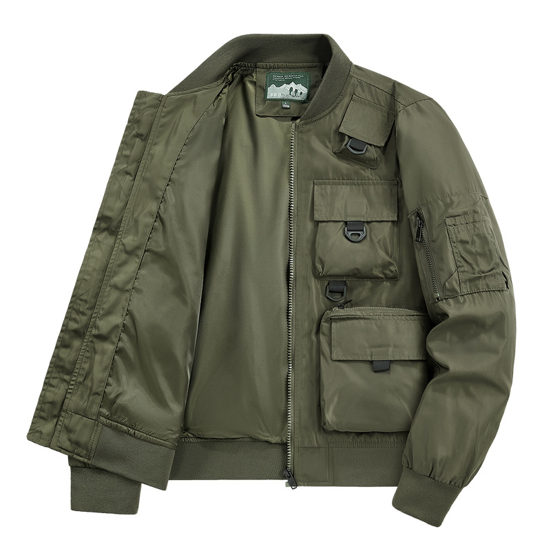 Chaqueta de piloto para hombre retro americano de béisbol bolsillo de herramientas chaqueta de trabajo chaqueta de vestir chaqueta de hombre