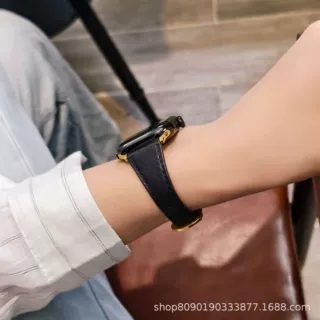 小羊皮适用苹果iwatch11代se9小蛮腰马蹄扣真皮表带Apple Watch10