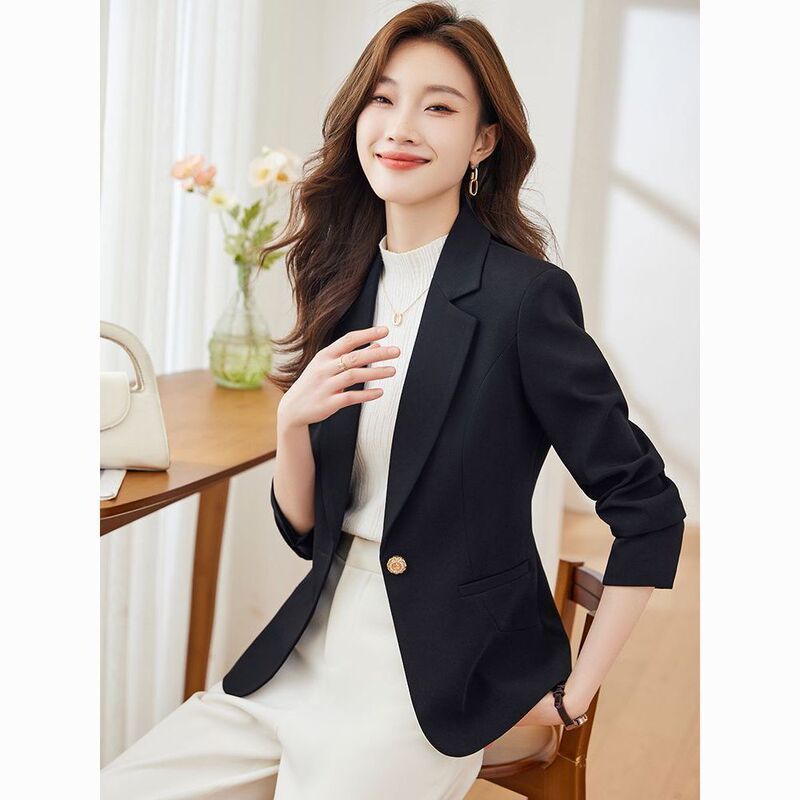 黑色西装外套女2025新款春秋季时尚百搭轻熟风小个子休闲西服上衣|undefined