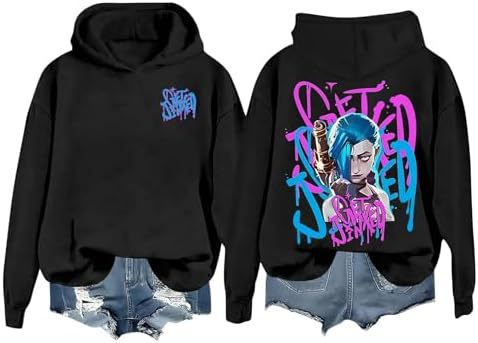 DLDXJQTPL Jinx Was Here Women Hoodie Jinx Arcane Figure