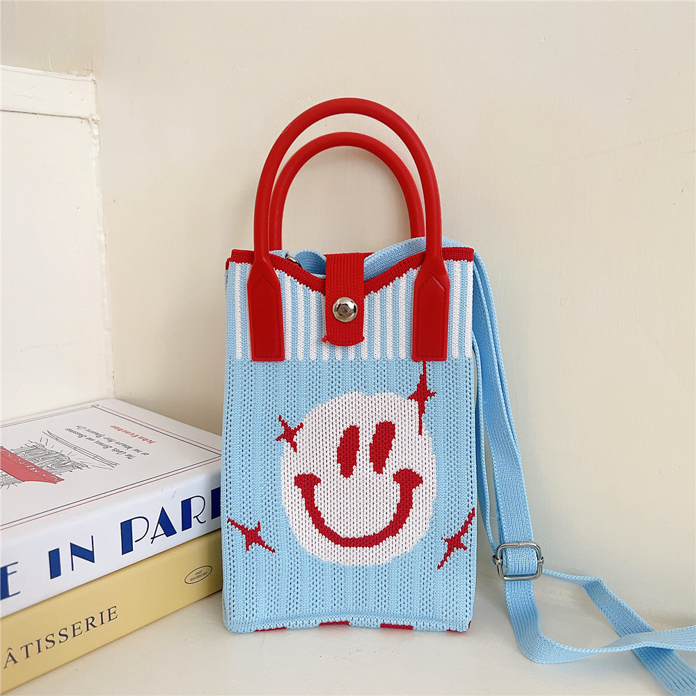108g Weight Polyester Lining Material Buckle Closure Type Top Handle Strap Type Handbag Bags Type Casual, Daily Occasion Knit Material Cat Pattern All Seasons Season Women's Gender Vintage Style, Classic Style Style Bucket Shape Small Size Women's Small Knit Cat Vintage Style Classic Style Bucket Buckle Handbag 25