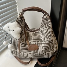 帆布包包女2024新款秋季大学生两用包单肩斜挎包百搭通勤双肩背包