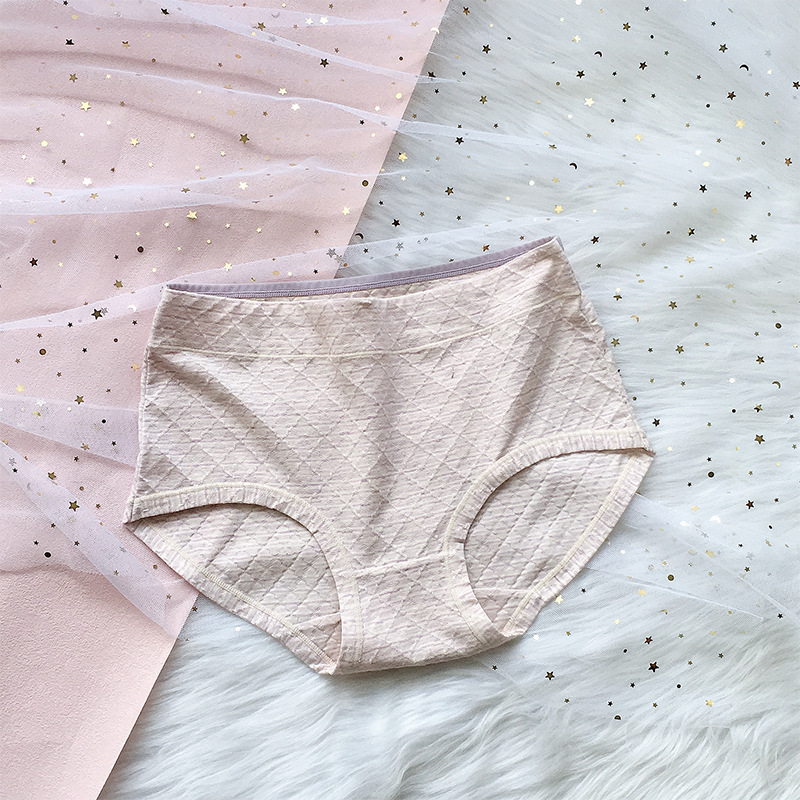 Ropa interior de cintura alta de algodón fresco cómodo rombo agradable para la piel hilo de algodón ropa interior de algodón color sólido de las mujeres más el tamaño de calzoncillos elásticos