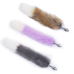 Metal Fox Tail Anal Plug Adult Supplies Backroom Fun Artificial Dog Tail Double Color White Pointed Tail SM Anal Plug
