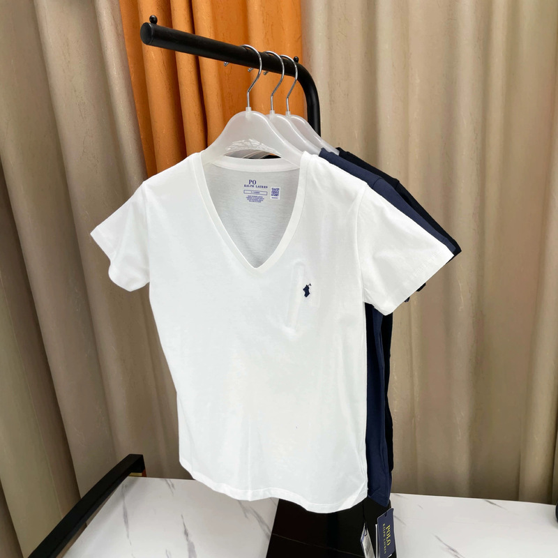 2026 Summer New Product, Men's and Women's Couple Style, Pony Embroidered V-Neck Short-Sleeved Solid Color Slim-Fitting Pure Cotton Short-Sleeved T-Shirt 2026 Summer New Product, Men's and Women's Couple Style, Pony Embroidered V-Neck Short-Sleeved Solid Color Slim-Fitting Pure Cotton Short-Sleeved T-Shirt
