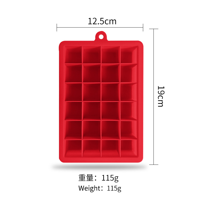 Cubo de hielo de silicona 24 rejilla cuadrado molde de cubo de hielo con tapa fabricante de hielo del hogar molde de cubo de hielo en stock al por mayor