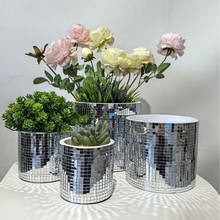 现代简约 贴玻璃 镜面时尚 水泥小花盆盆栽盆景家居绿植