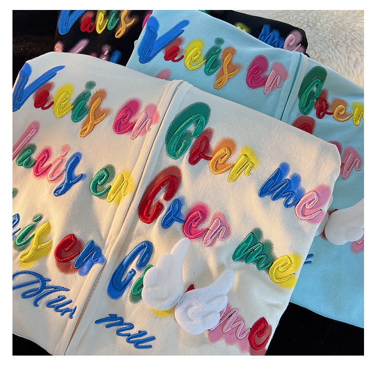 Letter Stickers Loose Couple Pullover Top Image 6