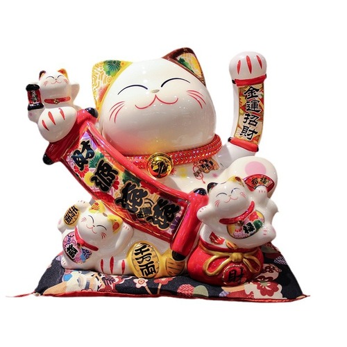 Large Lucky Cat Automatic Hand Shaking Front Desk Decorative Item for Business Bank Opening Home Creative Gift Ceramic Lucky Cat