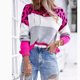 Color block leopard print round neck casual sweater autumn and winter new women's cross-border sweater women's pullover long sleeve base shirt