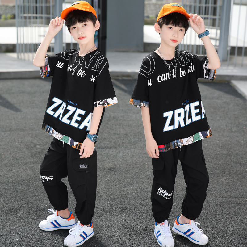 Kids Boy Summer wear suit 2021 new pattern CUHK boy summer leisure time Short sleeved Korean Edition Two piece set
