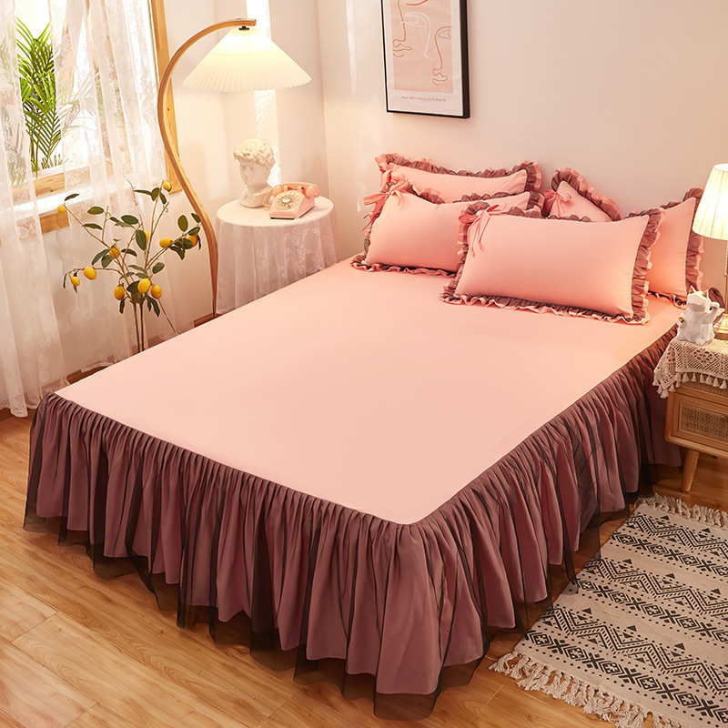 Bed Skirt Mattress Protector Brushed Washed Cotton Dustproof Non-Slip Machine Washable Wholesale Three-Dimensional Lace Modern Minimalist