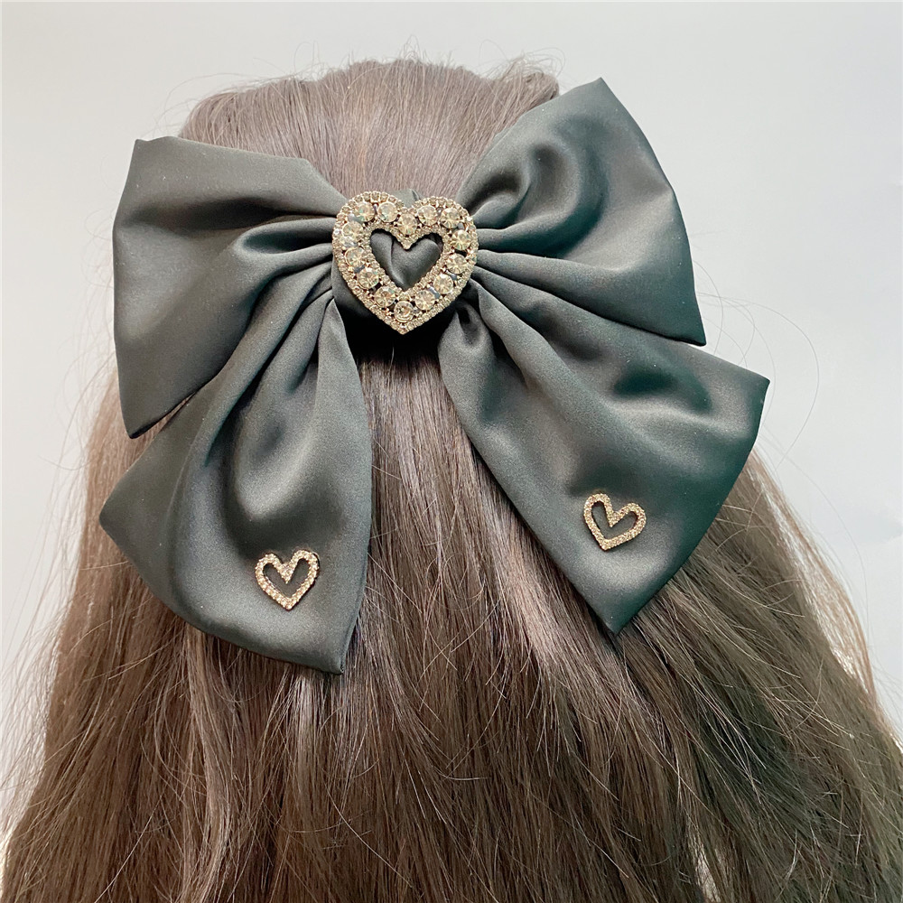 Diamante Love Big Bow Horquilla Satén Primavera Clip Tocado Nupcial Horquilla Roja display picture 3