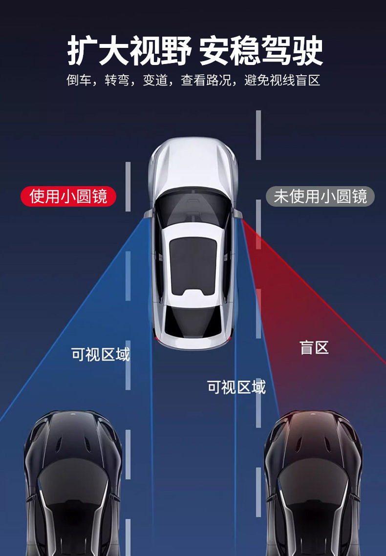 Car Logo Small Round Mirror Rearview Mirror Car Reversing Blind Spot Auxiliary Mirror Reflective Mirror 360-Degree Suction Cup Ultra-Clear Mirror