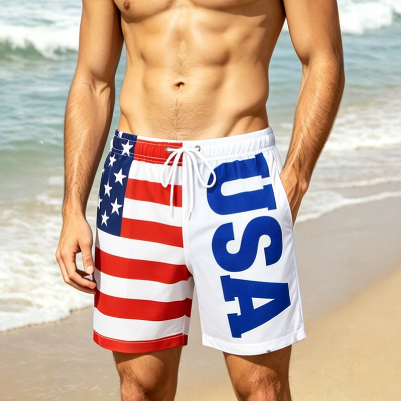 American Flag Swim Trunks for Men, Anti-Embarrassment Swimming Shorts, Loose Quick-Dry Rafting Football Shorts, Men's Beach Shorts Wholesale American Flag Swim Trunks for Men, Anti-Embarrassment Swimming Shorts, Loose Quick-Dry Rafting Football Shorts, Men's Beach Shorts Wholesale