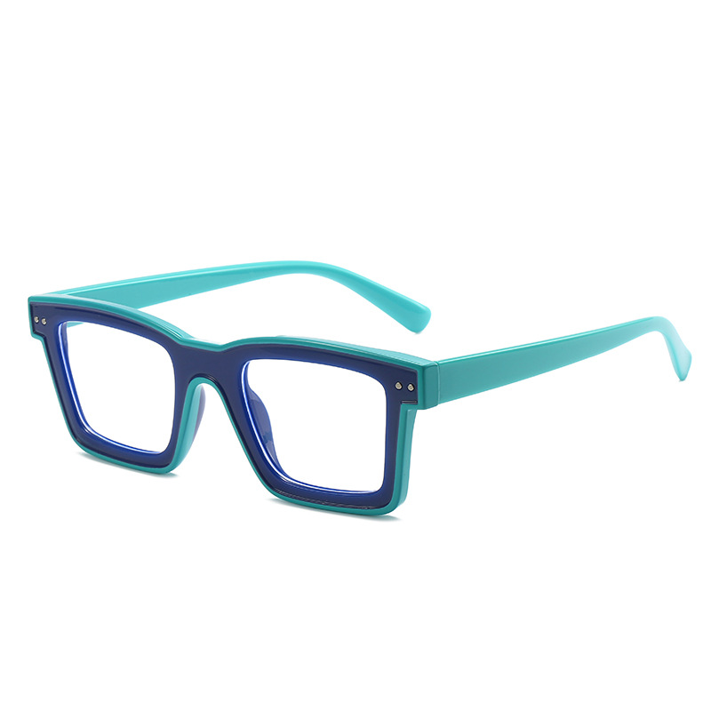 Square Color-blocked For Women, Fashionable Blue Light Blocking Glas, Simple Plain Len, TR Frame Prescription_voghion.com