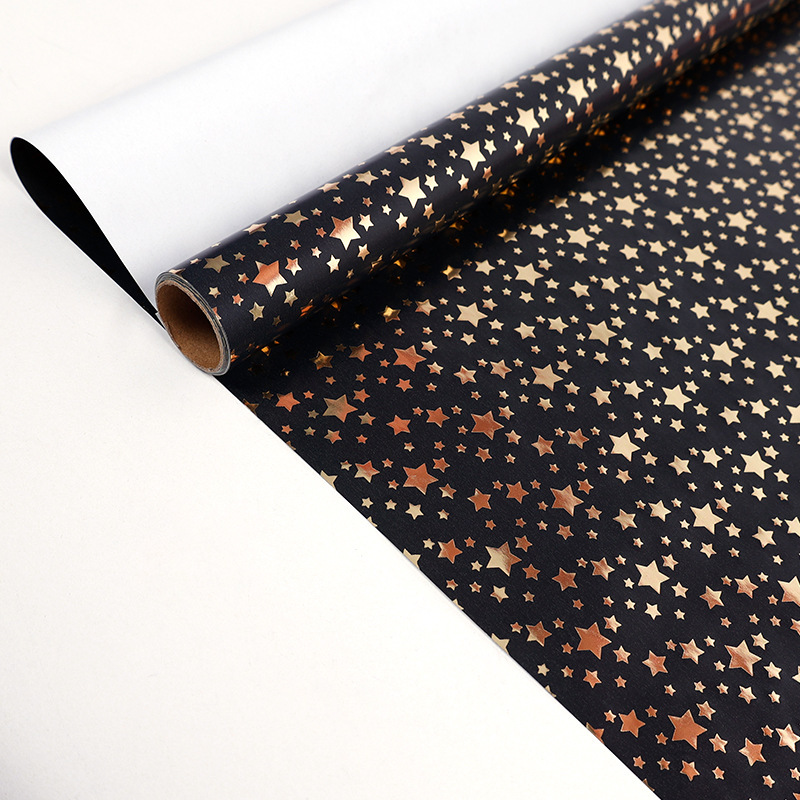 Amazon transfronterizo estampado negro papel de embalaje de regalo de gran tamaño punto de oro negro corona papel de embalaje de regalo de amor