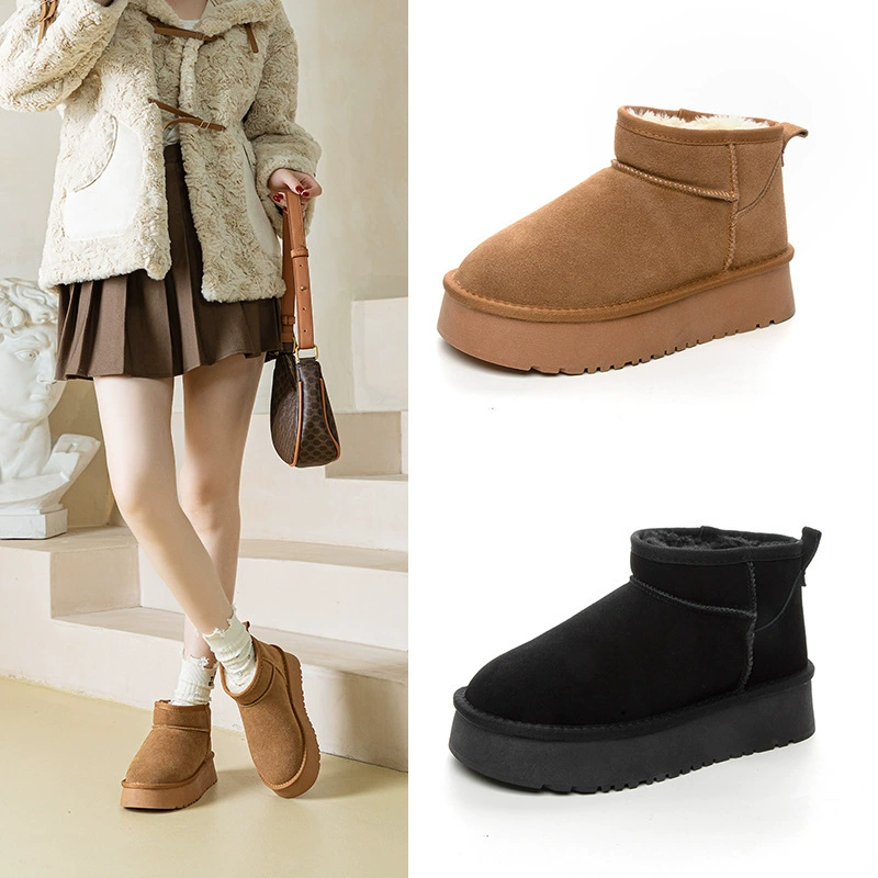 Женские зимние сапоги 2026: новая модель, утепленные, на толстой подошве, универсальные, теплые, короткие кожаные сапоги для женщин