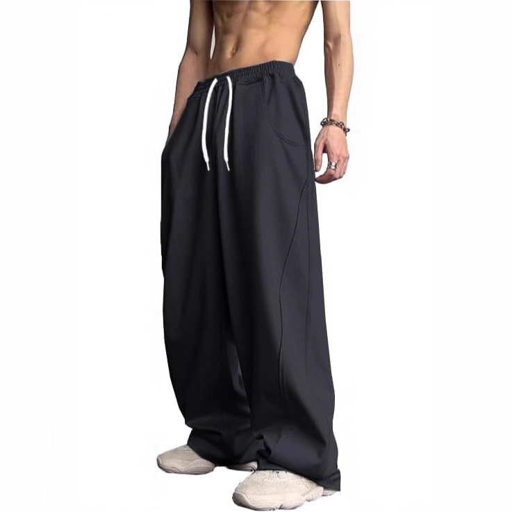 Amazon's Popular Men's Wide-Leg Sweatpants with Drawstring Elastic Waist, Retro-Style Loose Wide-Leg Trousers with Pocket Design