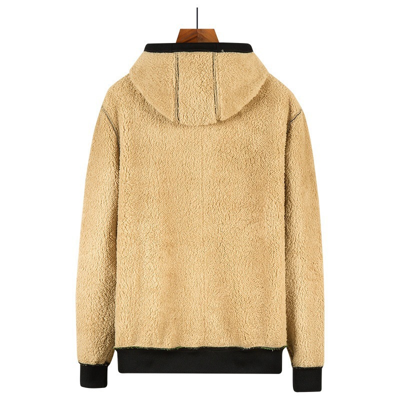 Transfronteriza Amazon Otoño e Invierno de los hombres con capucha forrada de lana de cordero engrosada suéter más tamaño abrigo de moda al por mayor