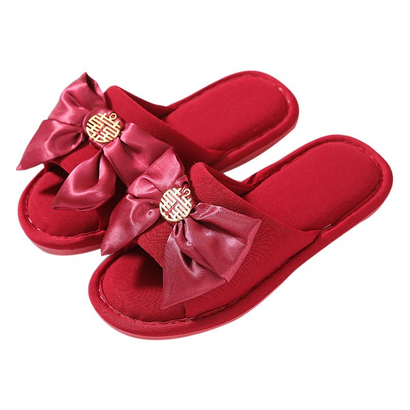 Тапочки Свадебные Праздничные Свадебные Красная Пара Летние Домашние Нескользящие Тапочки для Сопровождения жениха и невесты в помещении