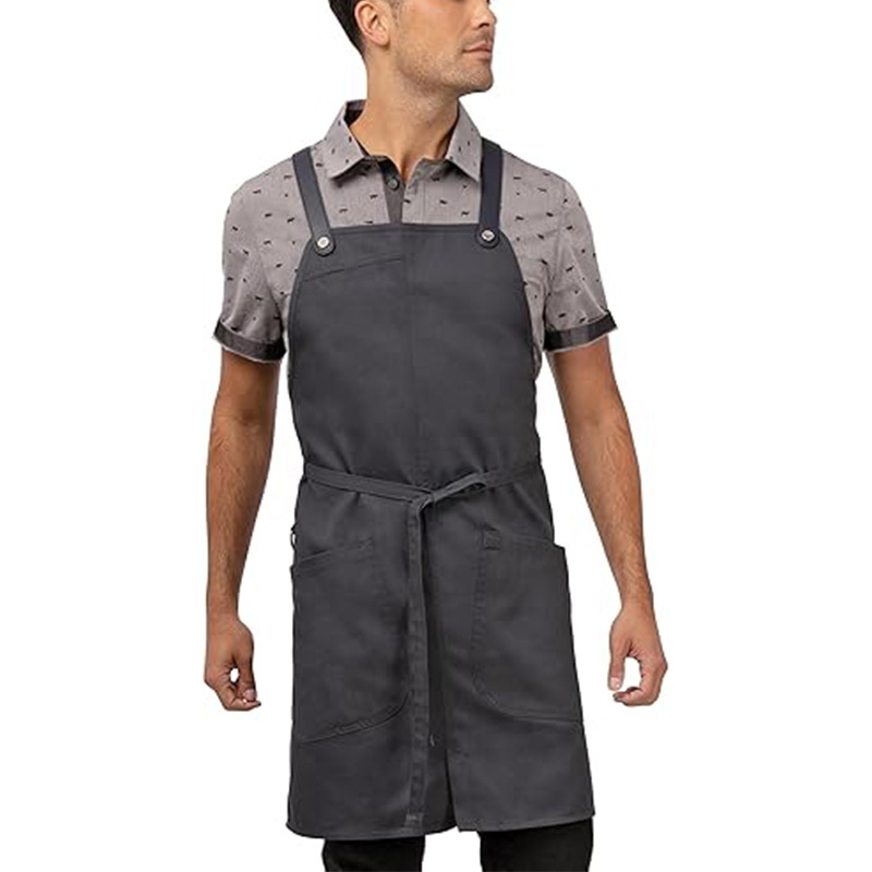 Nuevo delantal de algodón de twill transfronterizo de moda coreana dos bolsillos de hebilla de cinturón barista delantal de ropa de trabajo