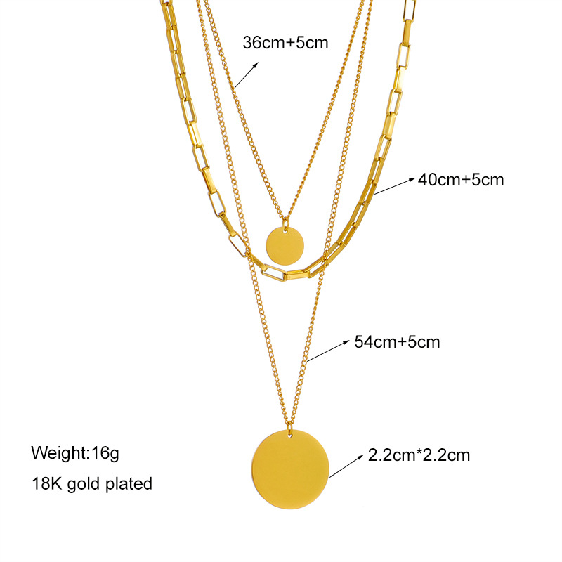 Round, Solid Color Pattern Women's Gender Wholesale Jewelry Elegant Round Solid Color Titanium Steel Chain Pendant Necklace