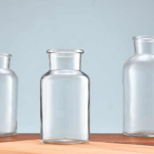 批发木塞试剂瓶透明广口瓶化学药棉瓶加厚玻璃实验室分装样品空瓶