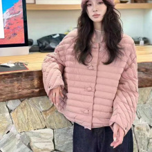 新中式羽绒服轻薄款压格显瘦国风立领时尚白鸭绒外套潮2024冬女