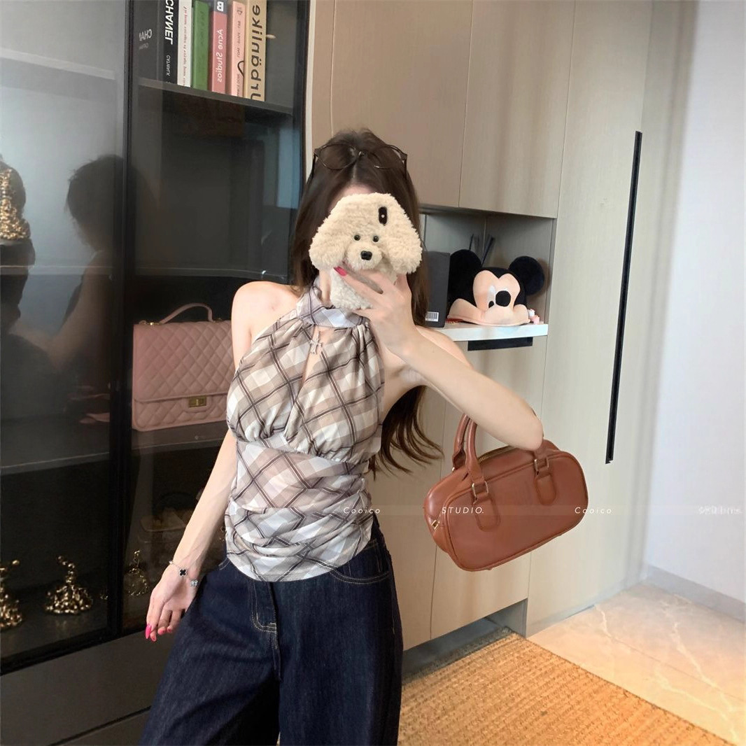 Camisole Women's Summer Outer Wear 2025 New Style French Slimming Design Sleeveless Halter Top