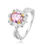 对版珠宝925纯银马眼粉钻围镶戒指高级感日常通勤银饰品工厂现货