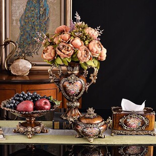 American Vase, Fruit Plate, Tissue Box, Wall Hanging Craft, Handmade Ornaments, Living Room Accessible Luxury Flower Arrangement, High-End Flower Arrangement