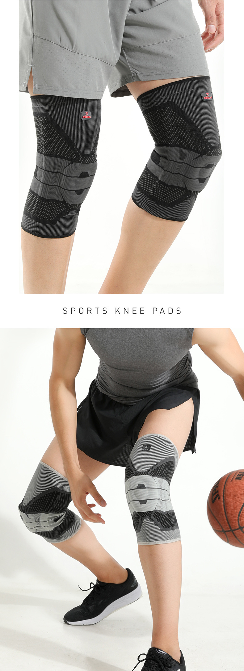 Knie mit hoher Elastizität, Stoßdämpfung, Fitness- und Bergsteigerschutzausrüstung für Herren beim Laufen, Basketball_voghion.com