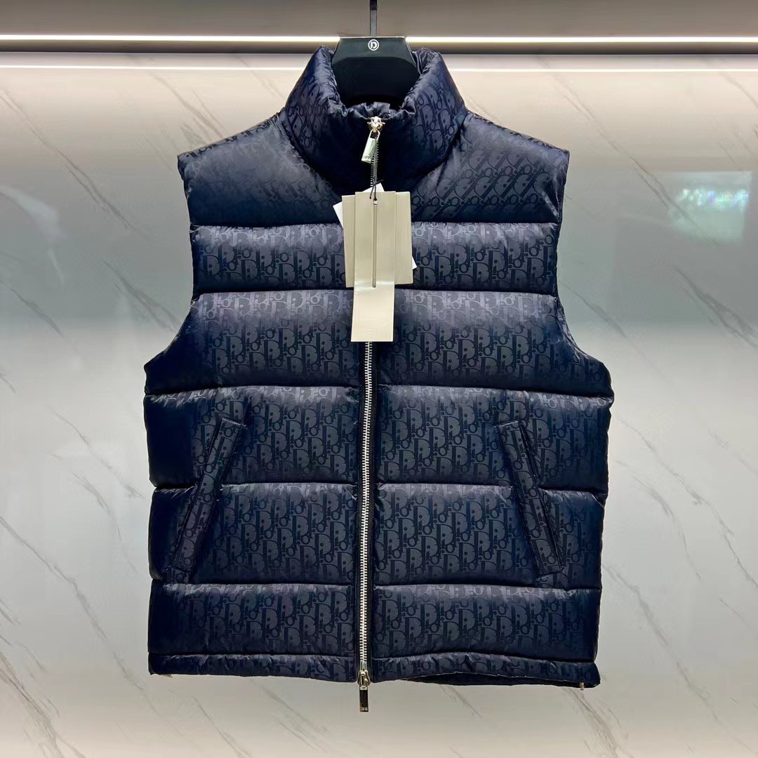 Autumn and winter dark pattern presbyted flower stand collar zipper goose down filling new men's down vest men vest coat