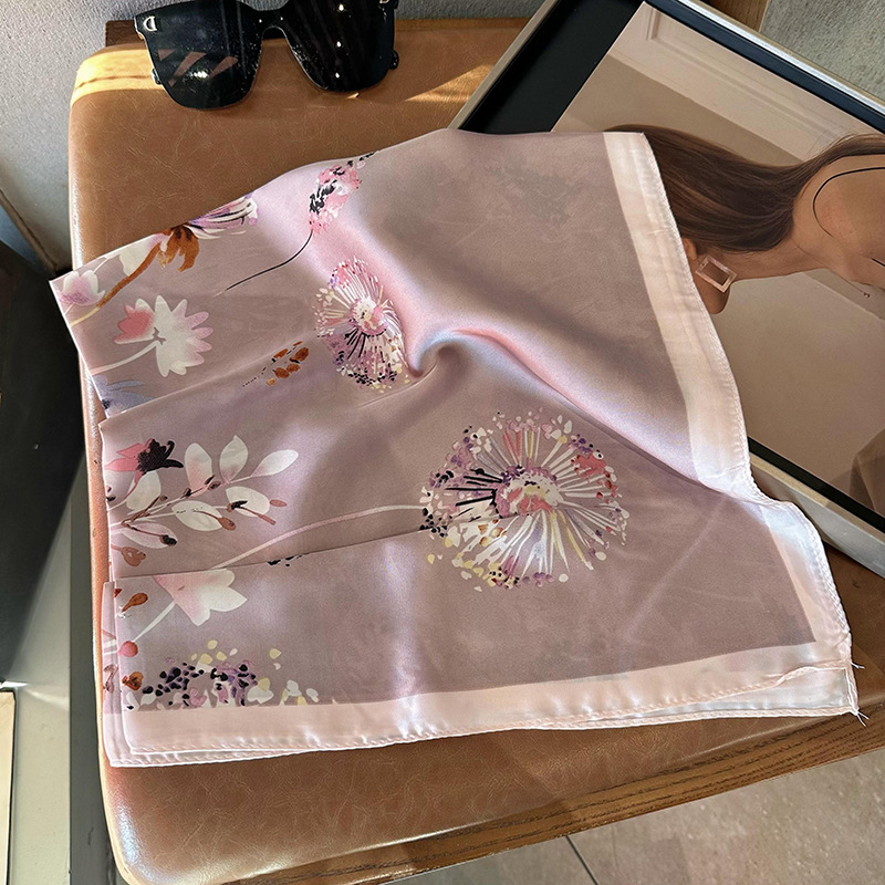 Bufandas de seda para mujeres 2025 primavera y otoño moda versátil temperamento minimalista 65cm bufandas de seda simuladas bufandas delgadas bufandas