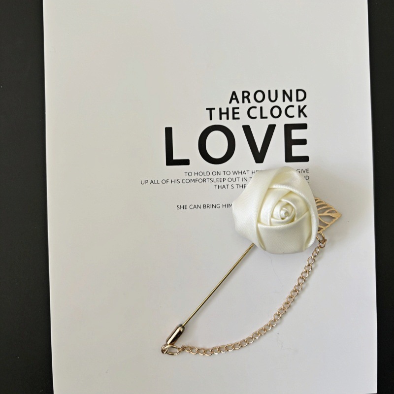 Traje de joyería de estilo coreano para hombres y mujeres cadena de flores rosa ramillete de hoja ramillete broche camisa collar pin collar flor accesorios