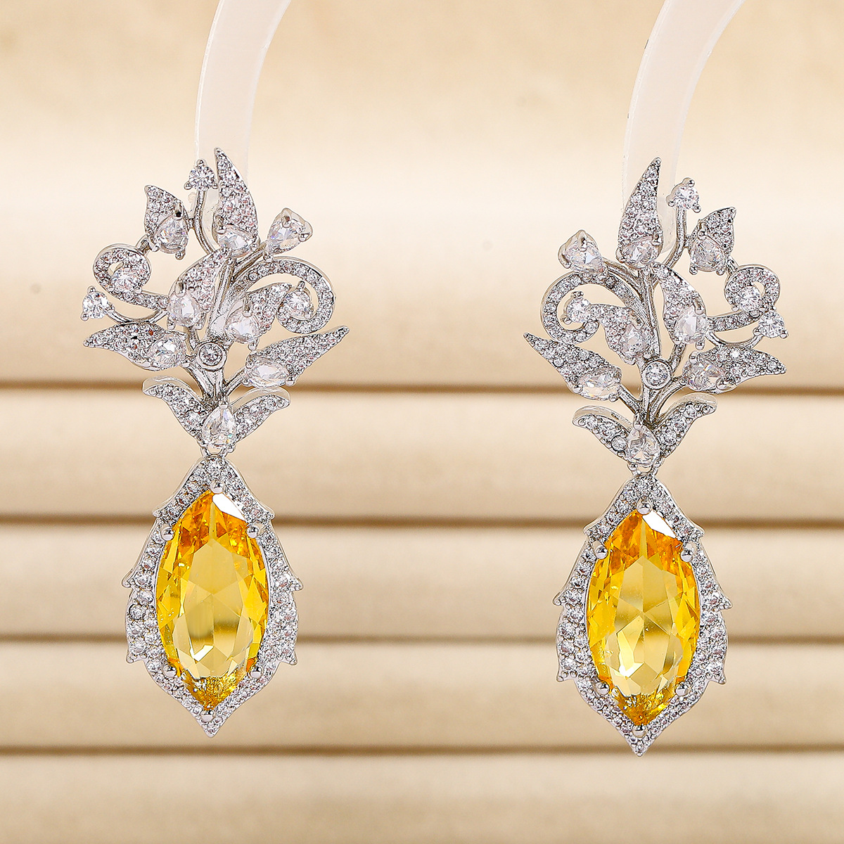 Fashionable yellow earrings